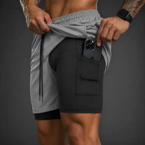 Bermuda Masculina 2 Em 1 Compressão Short Dry Fit Academia