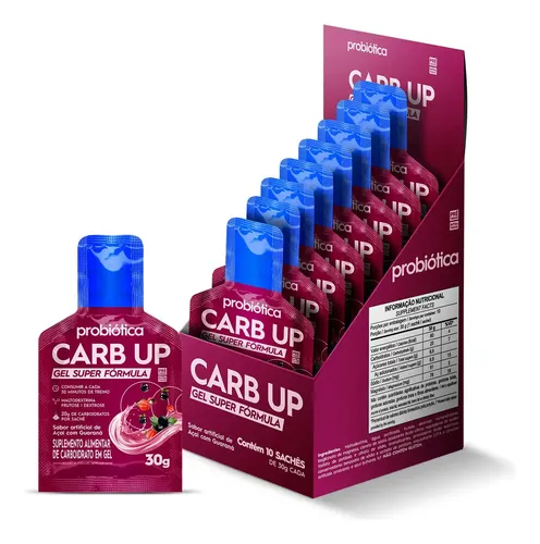 Carb Up Gel Super Fórmula 10 Sachês - Probiótica Sabor Açaí Com Guaraná