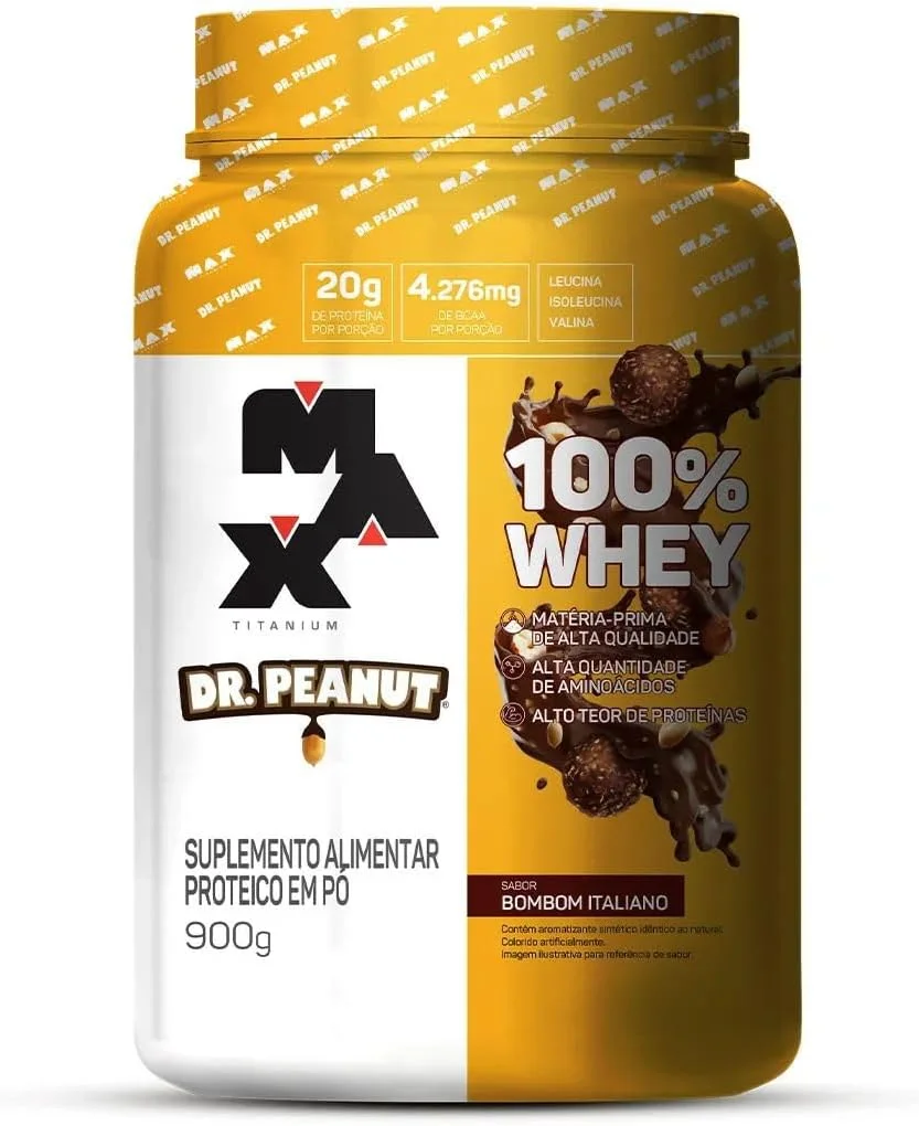 100% Whey Max Titanium x Dr. Peanut (900g), Sabor Bombom Italiano