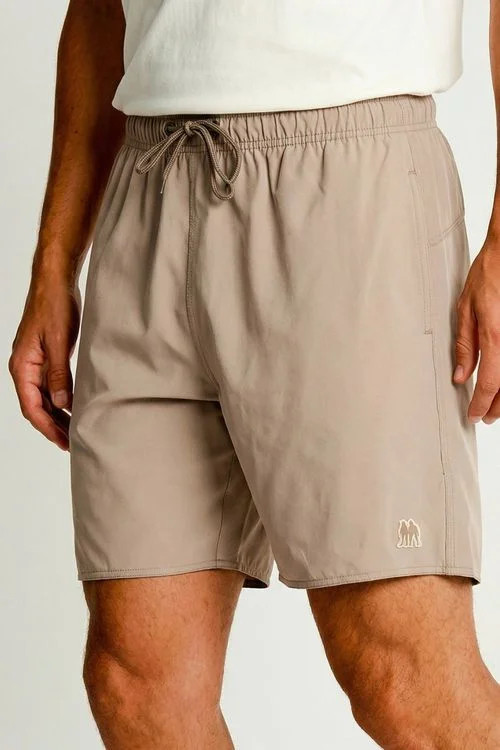 Short Masculino Linho Liso Polo Wear Bege Médio