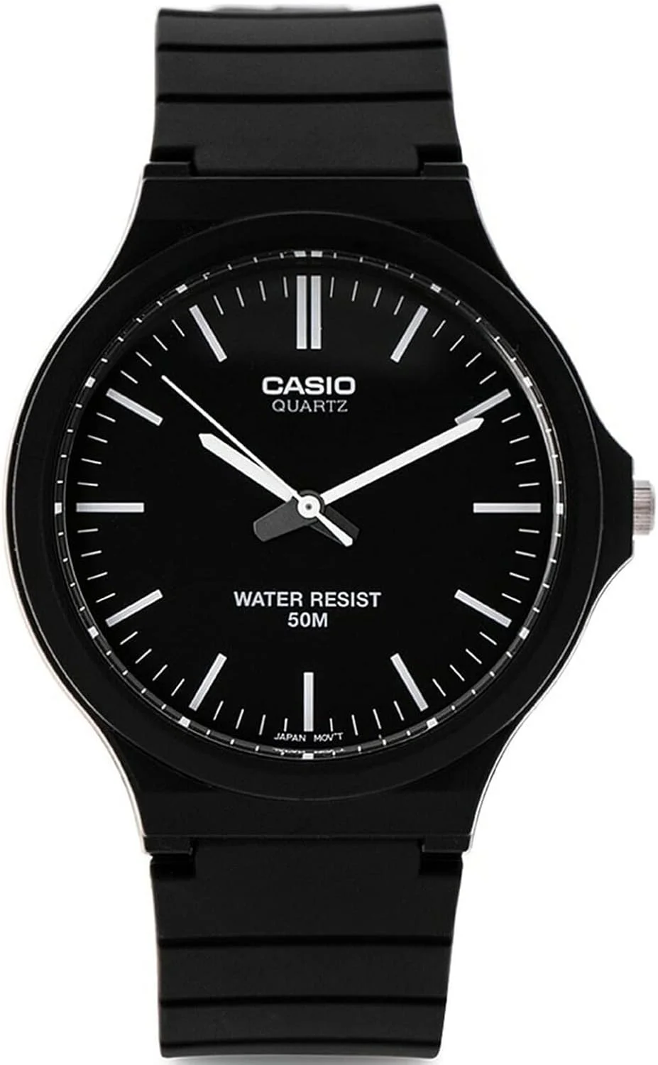 Casio Relógio unissex MW-240-1EVCF clássico analógico mostrador quartzo preto, Preto/prata, Relógio de quartzo