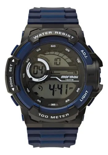 Relógio Mormaii Masculino Wave Azul - Mo3660af/8a Azul Lcd Positivo Preto Cinza