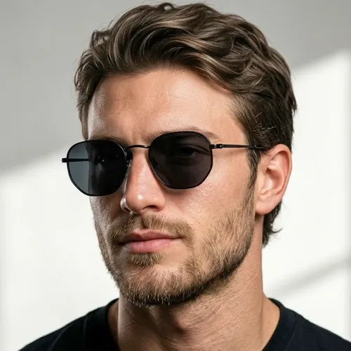 Óculos De Sol Hexagonal Clássico Premium Uv400 Cacife Brand Preto