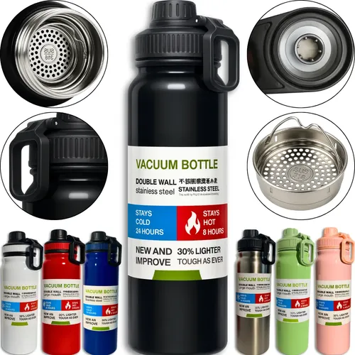 Garrafa Térmica Água Squeeze Alça Inox Academia Quente Frio