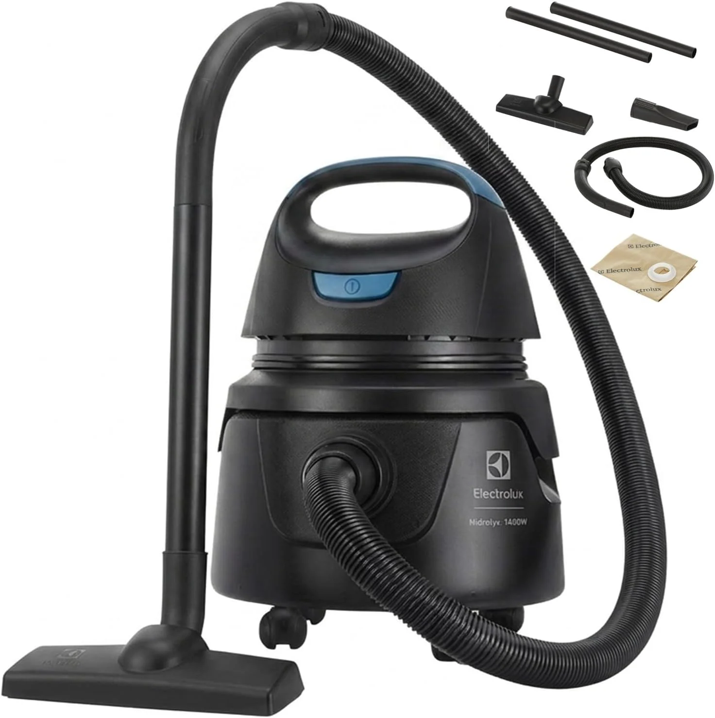 Electrolux Aspirador água pó compacto potente função sopro 1400W 12 L total 5 L util protetor termico AWD01 127V