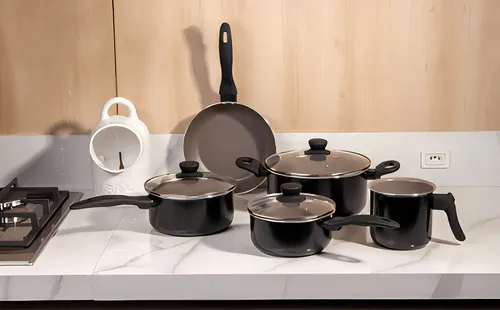 Jogo De Panelas Brinox Ceramic Life Easy Preto 7 Peças