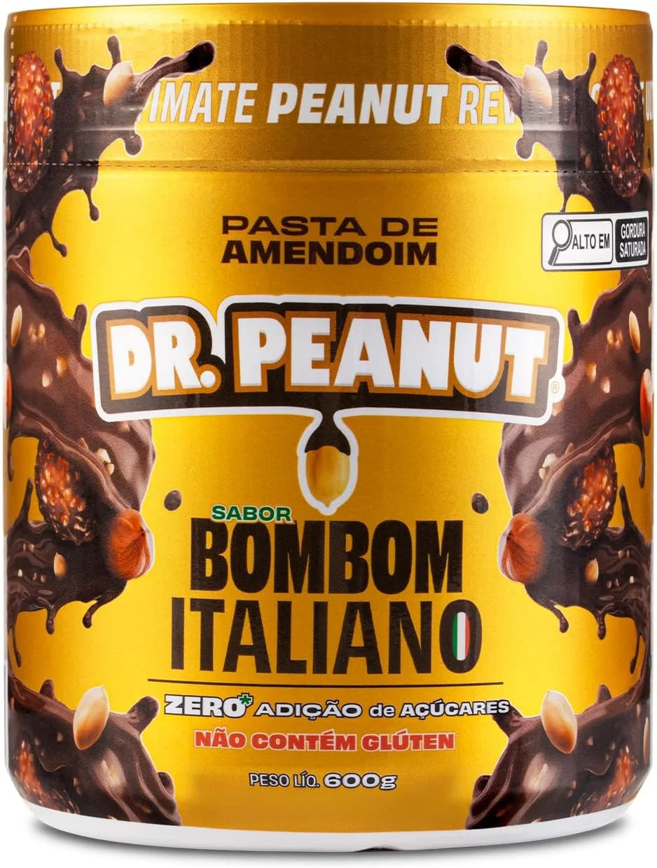 Pasta de Amendoim DR. Peanut Bombom Italiano 600G - Com Whey Protein