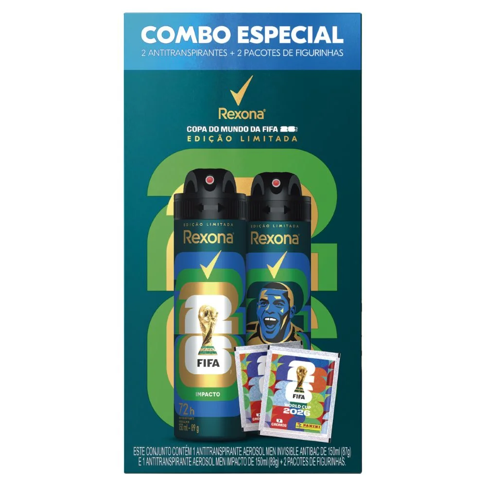 Kit Rexona Men Antibac Invisible 150ml + Impacto 150ml + 2 Pacotes de Figurinhas Edição Limitada