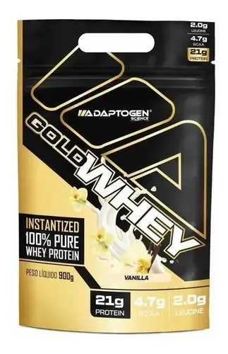 100% Gold Whey Refil Concentrado 900g - Adaptogen Science Sabor Baunilha