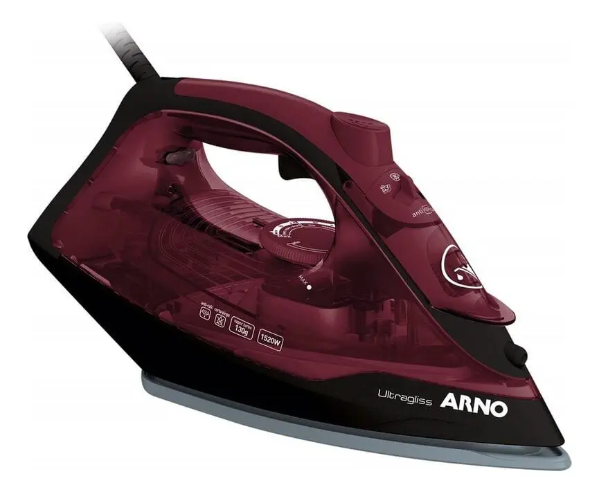Ferro A Vapor Arno Ultragliss Com Base Durilium Airglide Fmv Vinho/preto 127v