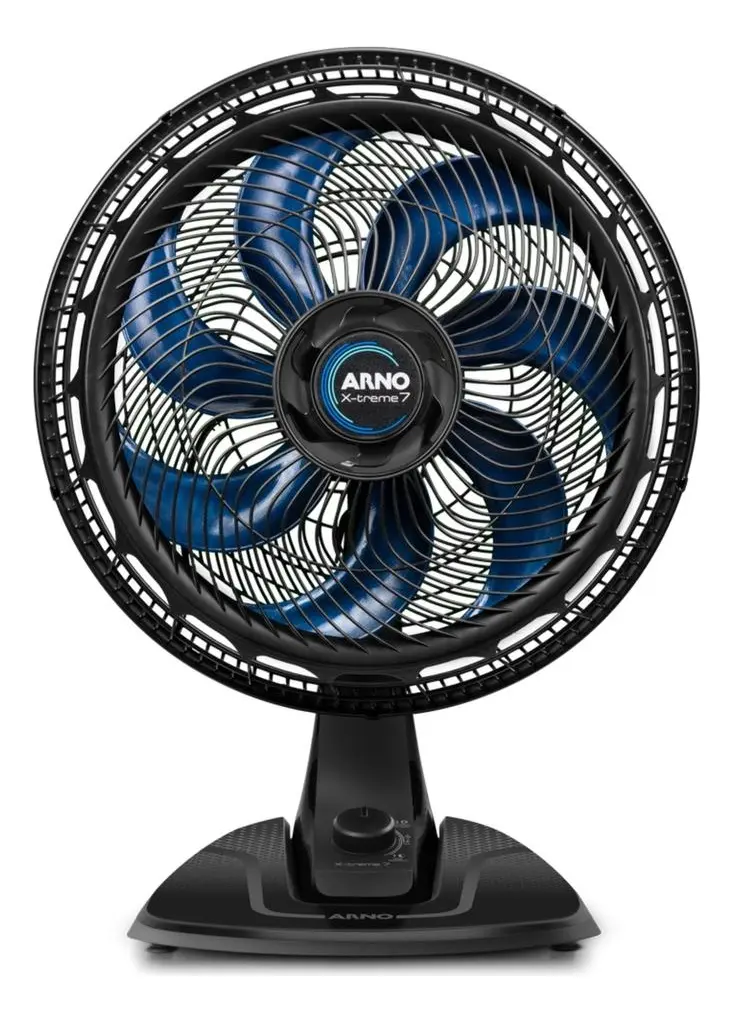Ventilador De Mesa 40cm Arno X-treme 7 - 7 Pás, 150w Ve70 40 Cm Preto 220v Azul