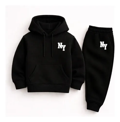 Conjunto Moletom Ny Calça Ny Infantil Varias Cores Unissex 16 Preto Ny