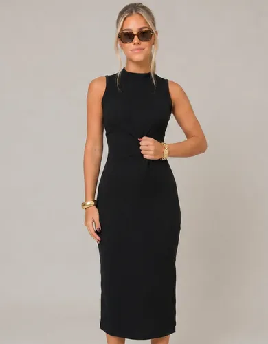 Vestido Midi Canelado Casual Básico Modelador Regata Casual Preto G (40-42)