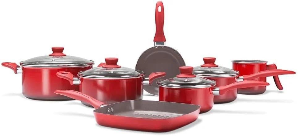Jogo de Panelas 7 Peças Ceramic Life Easy - Vermelha