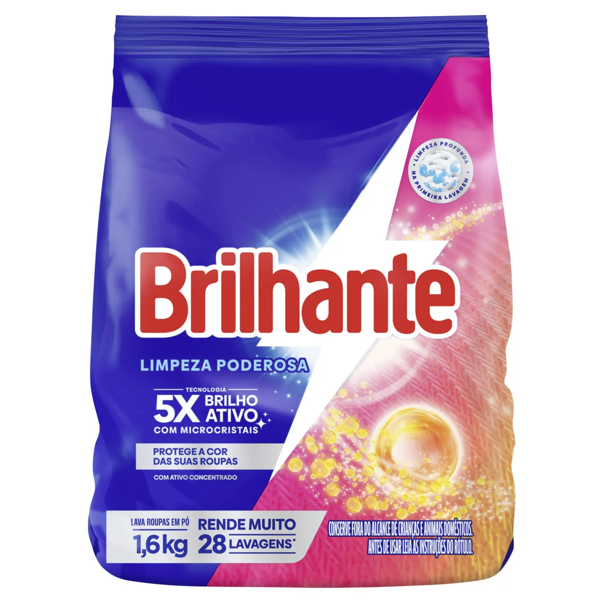 Sabão em Pó Concentrado Brilhante Limpeza Poderosa 1,6kg