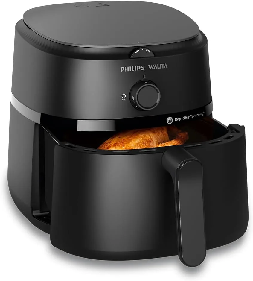 Philips Walita Fritadeira Airfryer Série 1000 4,2L, Tecnologia Rapid Air, 12 Funções de Cozimento, Economia de Energia, Limpeza Fácil, Design Compacto, Preta, 110V (NA120/00)