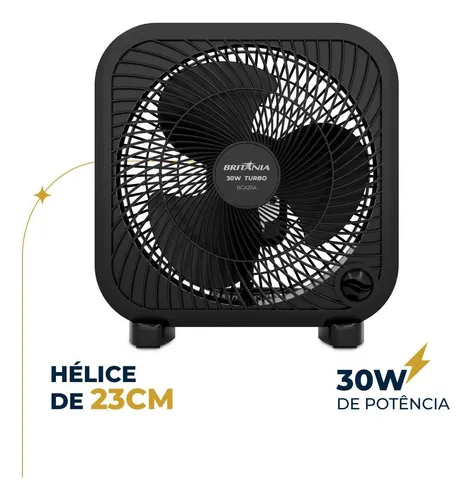 Ventilador De Mesa Britânia Bca25a Com 3 Velocidades E Diâmetro De 23 Cm 60hz Preto 127v Plástico