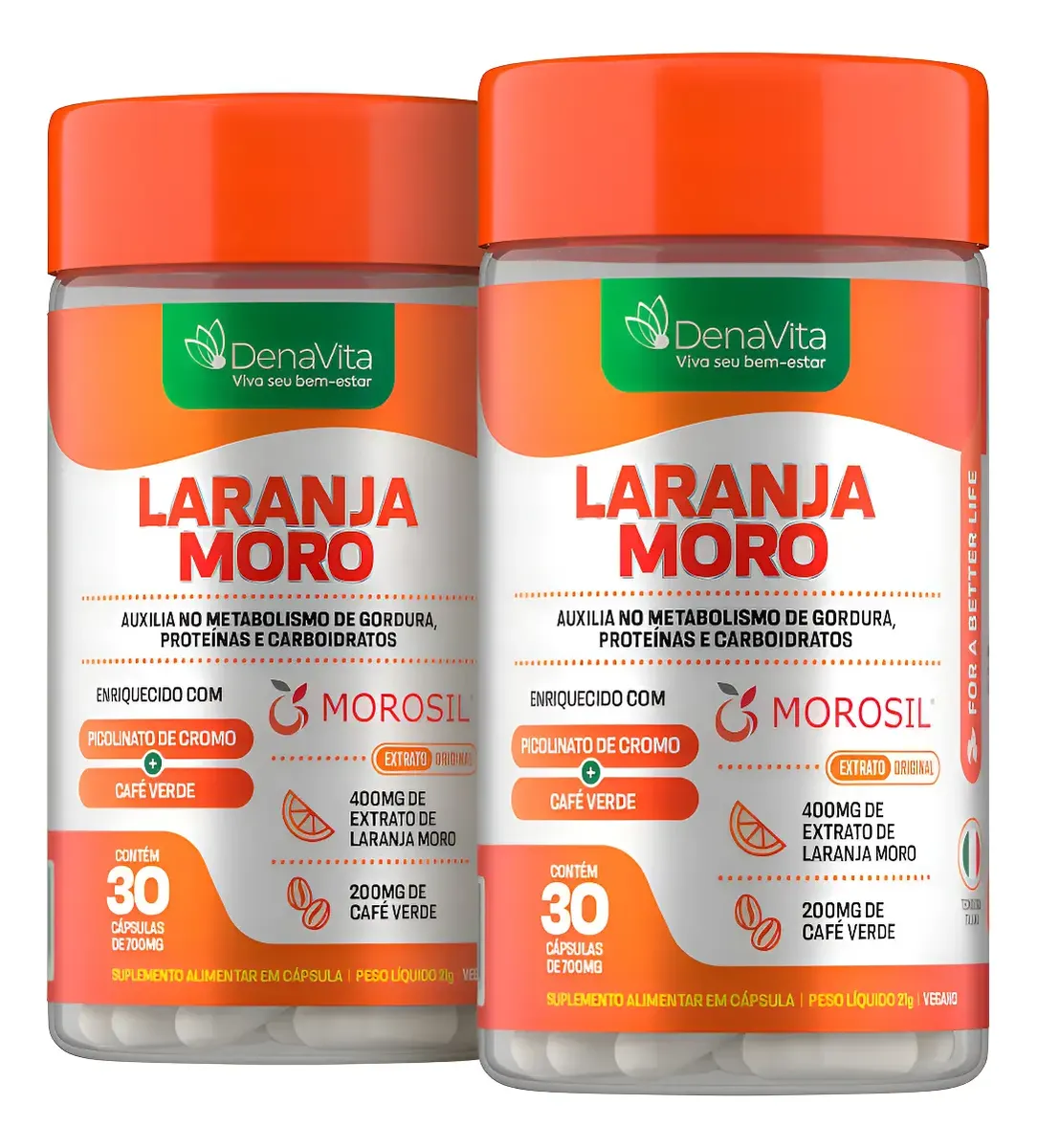 Kit 2x Laranja Moro Morosil Cromo Café Verde - Denavita Extrato De Laranja Moro - Denavita