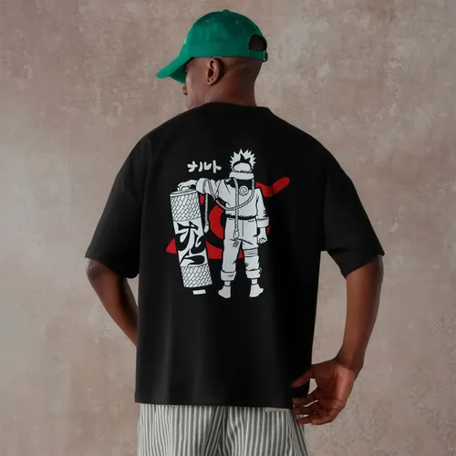 Camiseta Oversized Anime Clássico Naruto Uzumaki Ref: 0443 Preto M