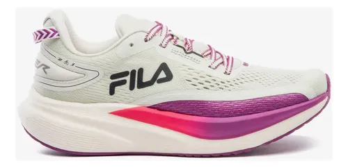 Tênis Fila Racer T2 Xtreme Feminino Corrida Original Branco Gelo Rosa Violeta Liso 33 Br