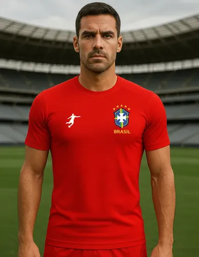 Camisa Brasil Dry Fit Vermelha Esportiva Conforto E Estilo Vermelho M