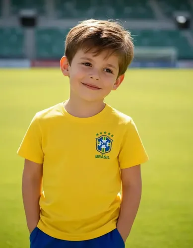 Camiseta Brasil Infantil Algodão Personalizada Nome Costas Amarelo 4