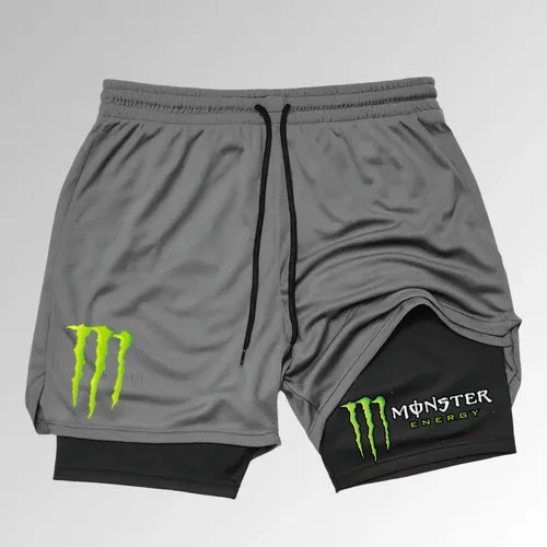 Short 2 Em 1 Academia Duplo Bermuda Masculina Treino Monster
