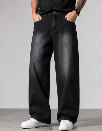 Calça Jeans Masculina Larga Baggy Grande Reta Balão Wide Black Street 46