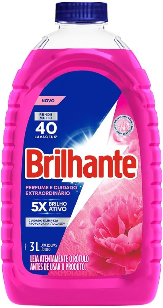 Lava-Roupas Sabão Líquido Brilhante Perfume e Cuidado Extraordinário Galão 3L