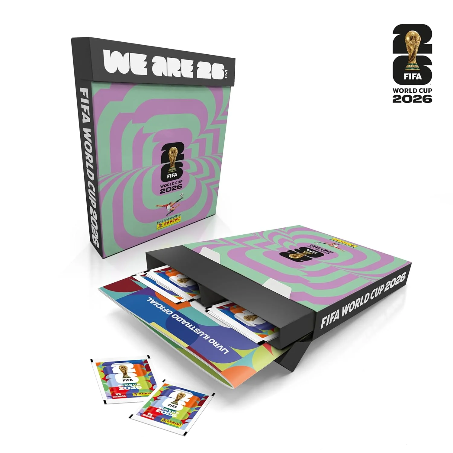 Copa do Mundo da FIFA 2026™ Box Fliptop C/ 1 Álbum Brochura + 30 Envelopes de Figurinhas FIFA WORLD CUP 2026™