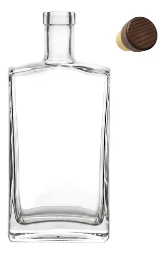 Kit 5 Garrafa Vidro Grandeur 750ml Luxo Whisky Licor + Tampa Madeira