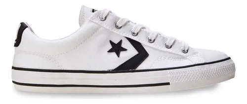 Tênis All Star Converse Player Curto Tecido Adulto Branco/preto/branco Liso 44 Br