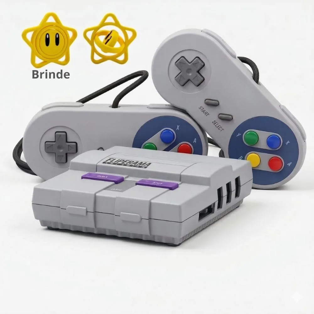 Game Retro Mini Super Nintendo 2 Controles + Pack com todos os Jogos de Snes