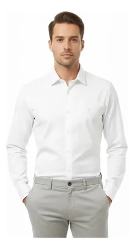 Camisa Masculina Slim Fit Polo Wear Branco M