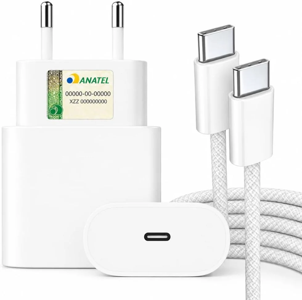 Carregador Super Turbo 25W Compatível iPhone 15/16/17, GALAXY - Todos ANDROID Entrada TIPO-C + Cabo Reforçado - Fast Power, Compatível Com Todos Dispositivos Com Entrada USB TIPO-C Premium