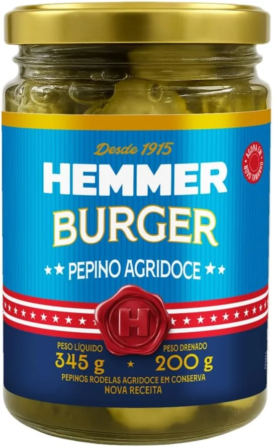 Hemmer Pepinos Rodelas Agridoce Vidro 200g