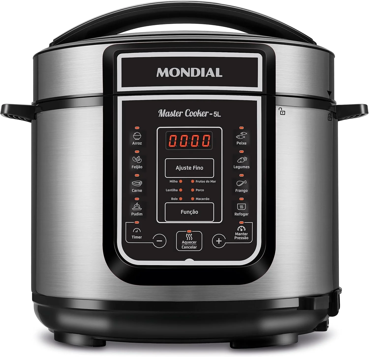 MONDIAL Panela de Pressão Elétrica Digital 5L, Preto/Inox, 900W, 110V - PE-38