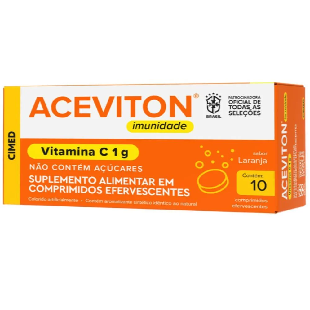 Suplemento Alimentar Aceviton 1g Imunidade Vitamina C 10 Comprimidos Efervecentes
