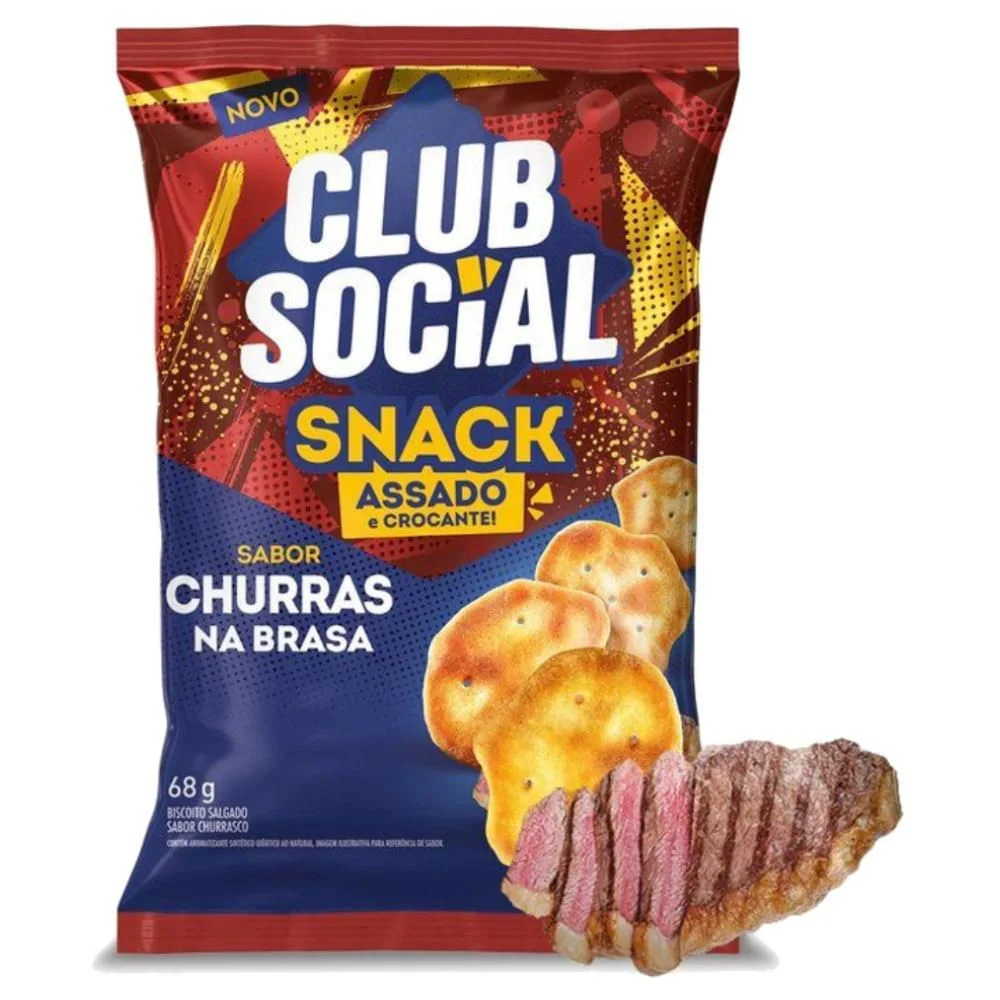 Salgadinho Snack Churras na Brasa Club Social 68g Assado