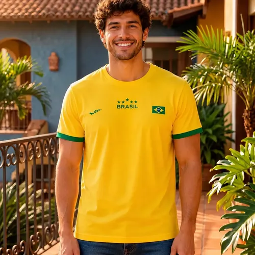 Camiseta Do Brasil Dry Fit Uv Copa Do Mundo Elite Masculina