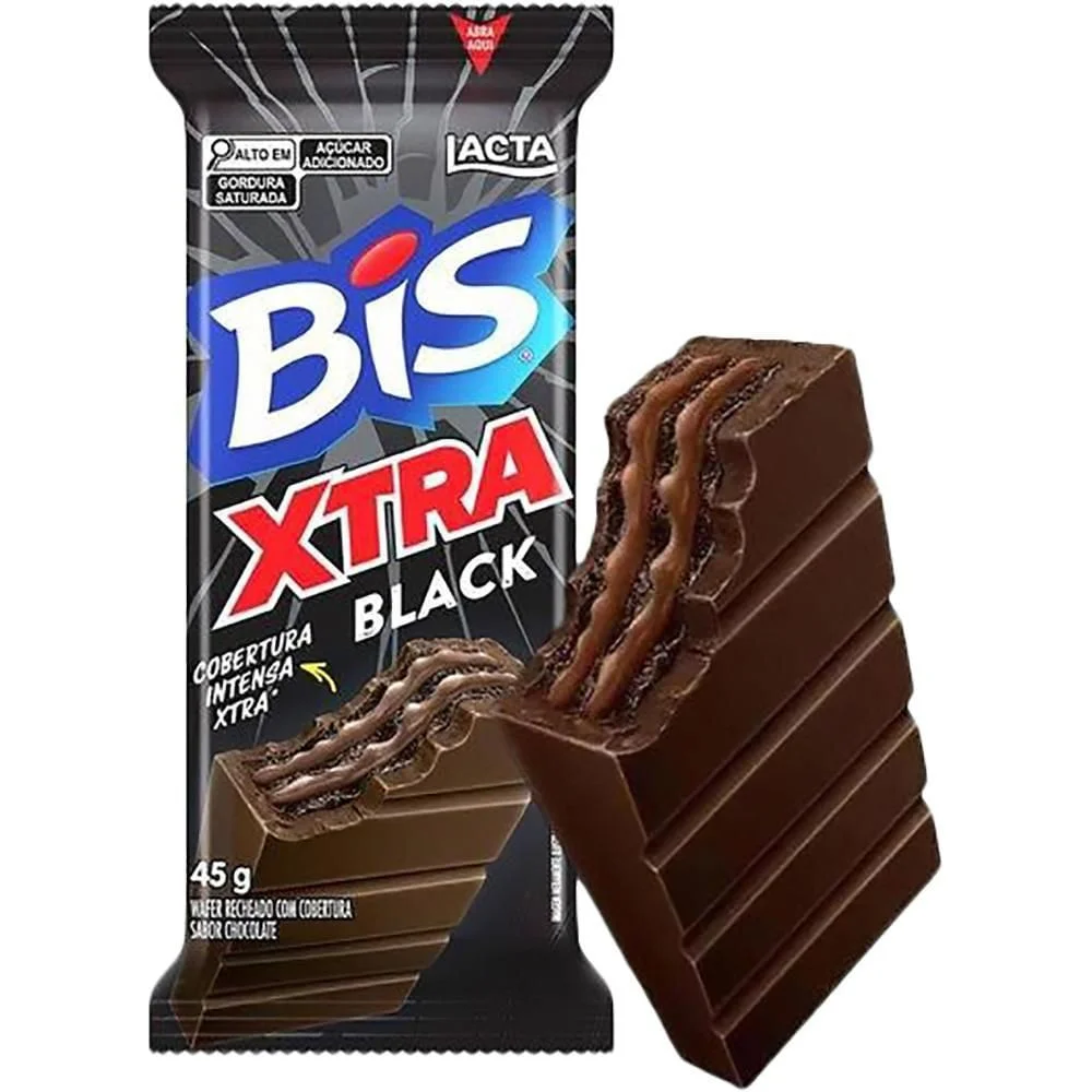 Bis Xtra Black Wafer Chocolate Amargo 45g Bis Xtra Chocolate Black 45g