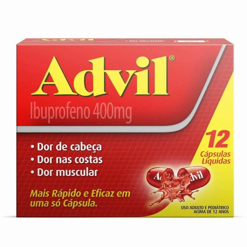 Advil 400mg Ibuprofeno Alívio Rápido da Dor de Cabeça Blister 8 Cápsulas