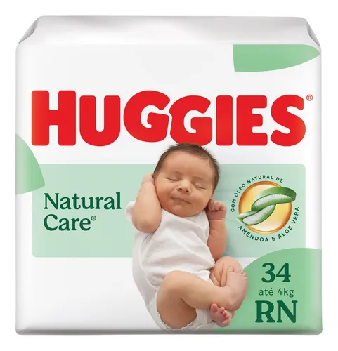 Huggies Fralda Descartável Premium Natural Care Rn 34 Unidades Sem Gênero