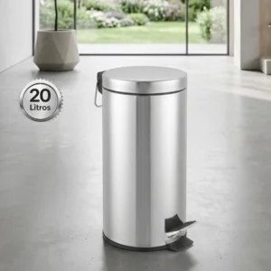 Lixeira Inox 20l Com Pedal E Cesto Interno Para Cozinha E Áre