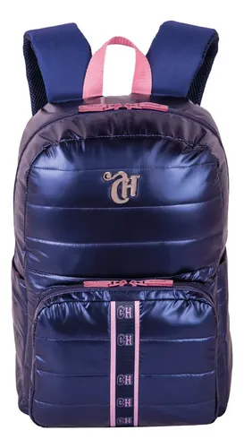 Mochila Grande Capricho Puffer Azul Metálico Sestini Azul