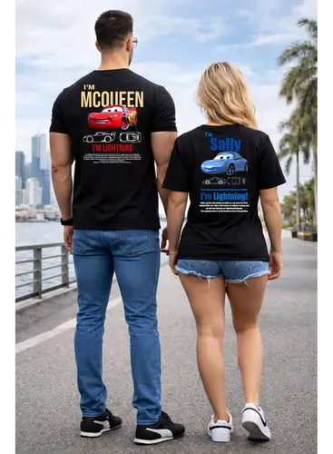 Kit Camiseta Casal Streetwear Carros  Mcqueen + Sally