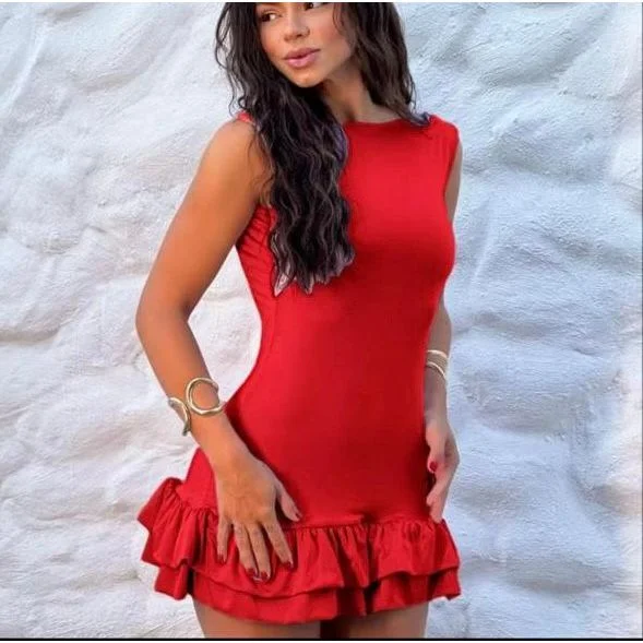 VESTIDO curto com babado na barra sem short  (VIRGINIA)