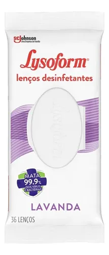 Lenços Umedecidos Desinfetantes Lysoform Lavanda Desinfetante De Uso Geral 36 Unidades
