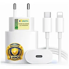 Carregador Compativel Com iPhone 8 X Xr 11 12 13 14 Pro Max Turbo Fonte Tipo C Boyu Cell Branco