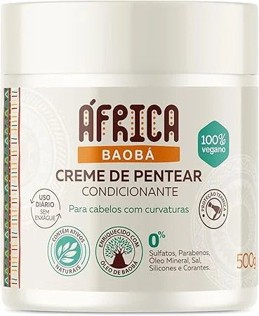 Ápice Creme de Pentear África Baobá | Hidratação, Definição e Proteção Térmica para Cabelos Cacheados, Crespos e Ondulados | 500g